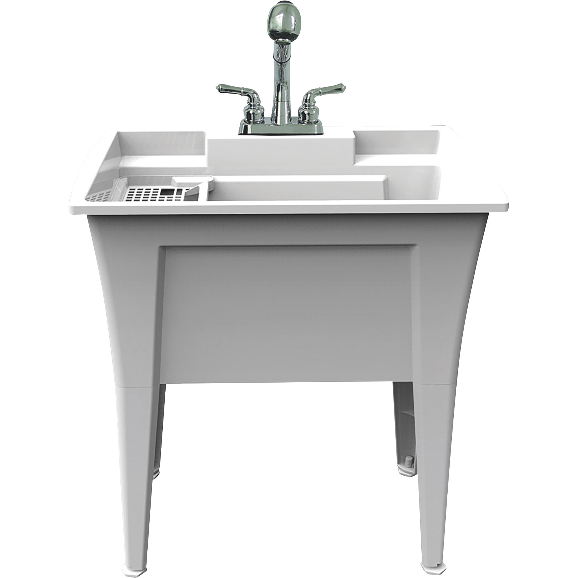 Rugged Tub Garage and Laundry Sink with Pull-Out Faucet, 32in.W, White, Polypropylene, Model# G32WK1